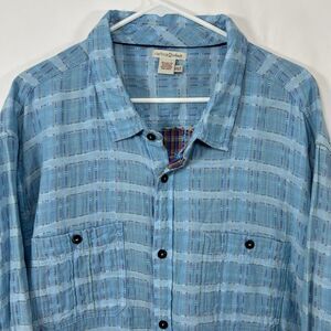 Carbon2Cobalt Sea Change Chambray Button Up Shirt Mens Size 2XLT Blue Plaid LS